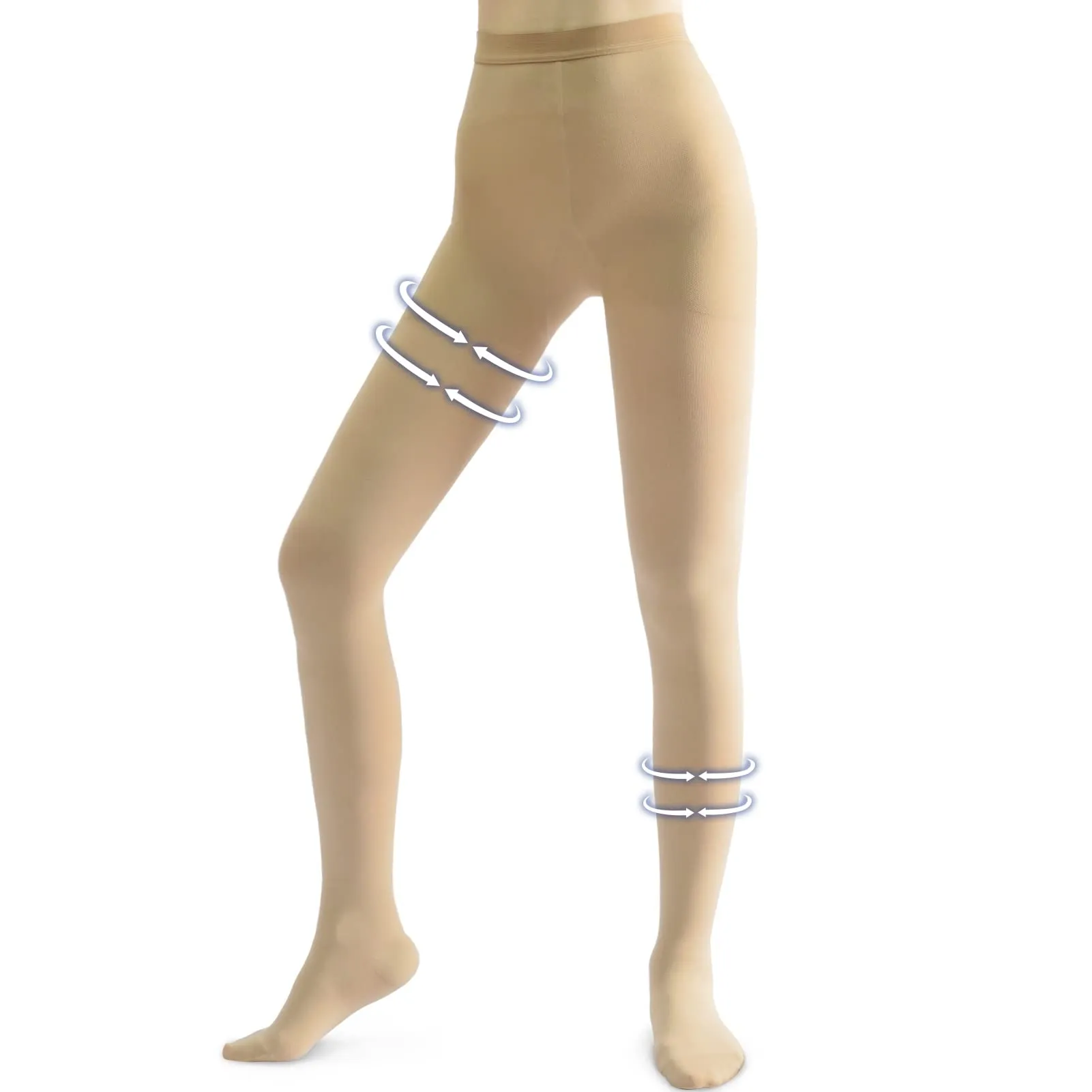 Beister Medical Compression Pantyhose for Women & Men, Opaque Closed Toe 20-30mmHg Graduated Support Tights Beige S