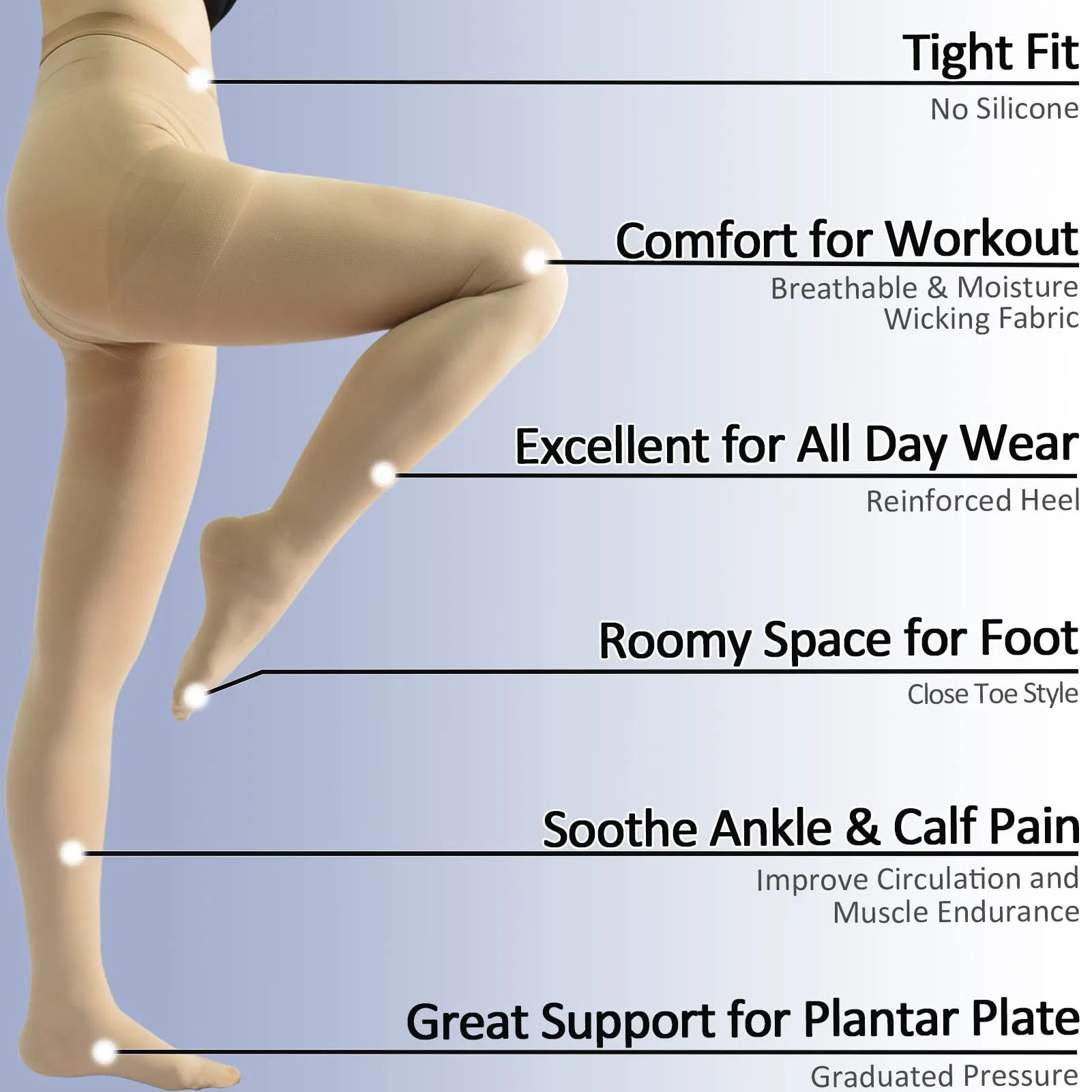 Beister Medical Compression Pantyhose for Women & Men, Opaque Closed Toe 20-30mmHg Graduated Support Tights Beige S