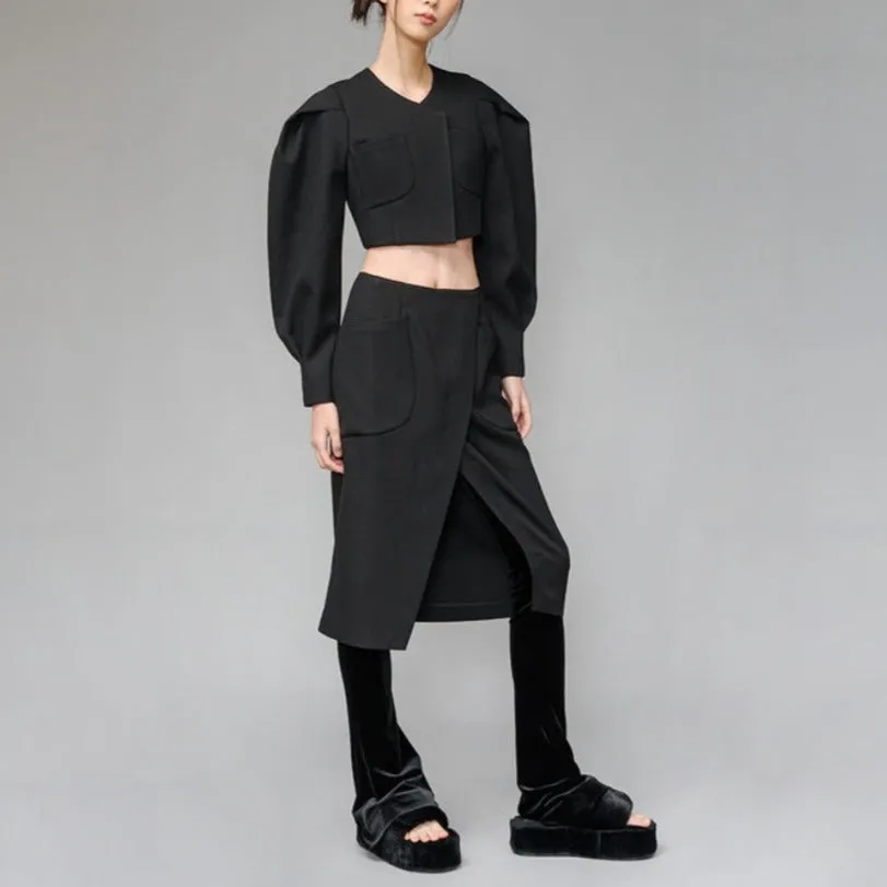 Black structure crop jacket