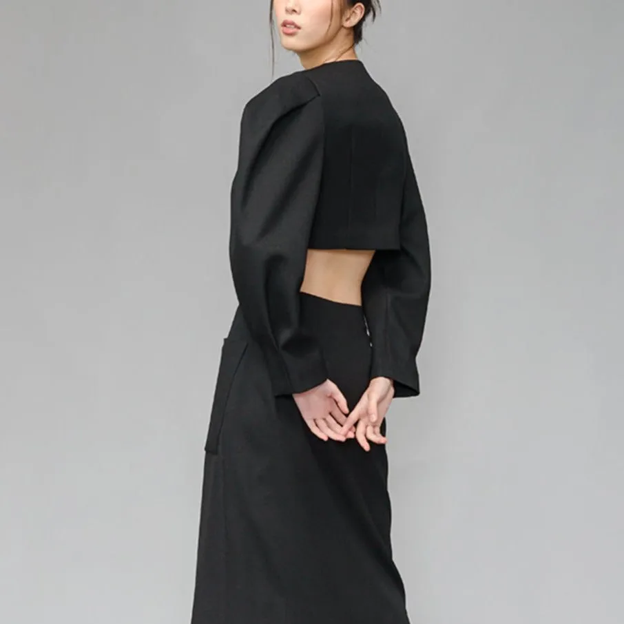 Black structure crop jacket