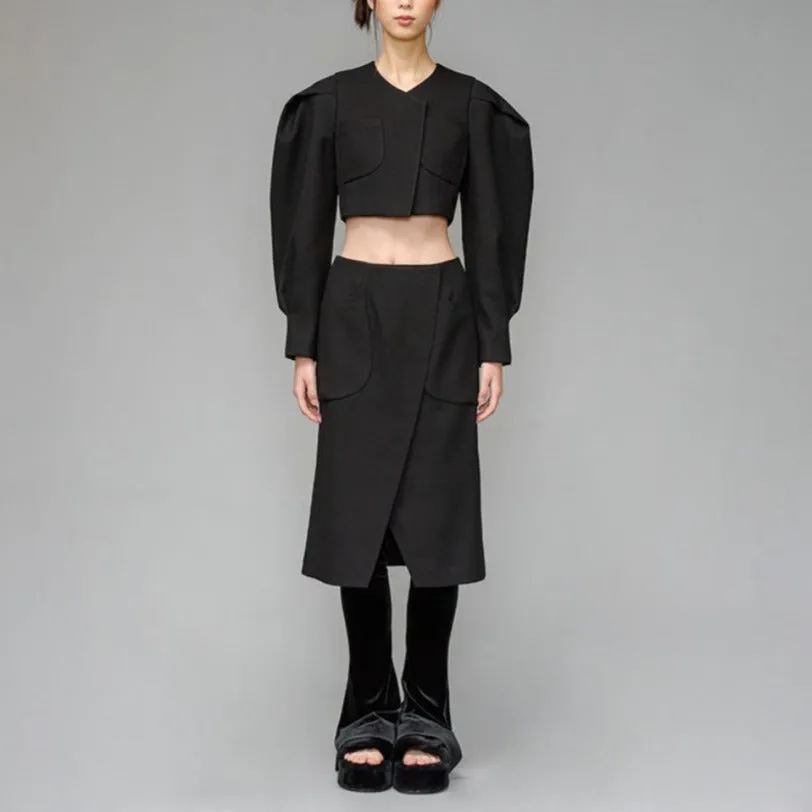 Black structure crop jacket