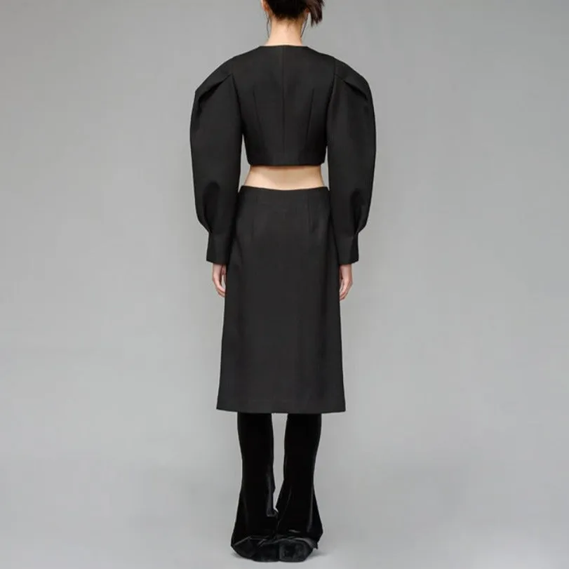 Black structure crop jacket