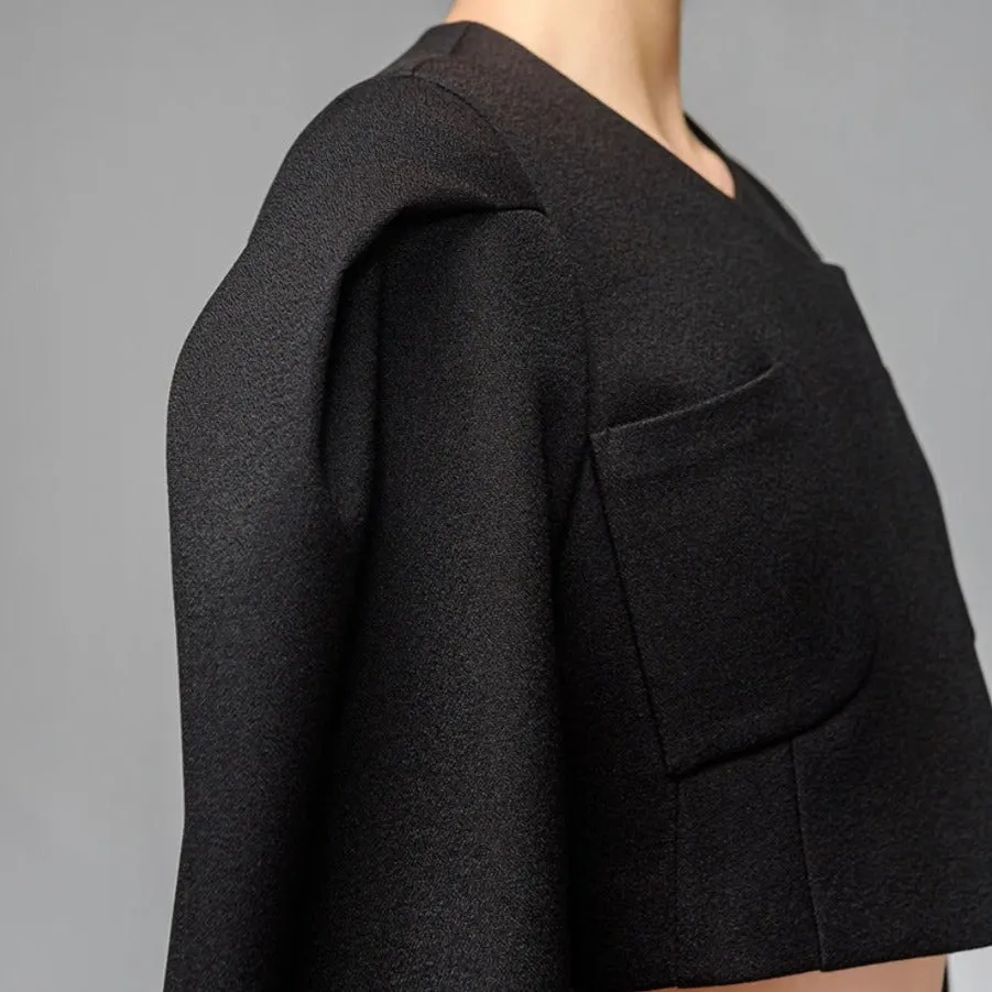 Black structure crop jacket