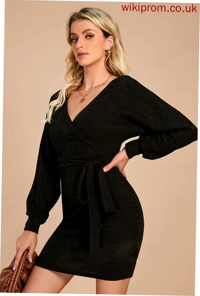 Bodycon Dresses Cotton Long Mini V-Neck Elegant Lily Sleeves Blends Club Dresses
