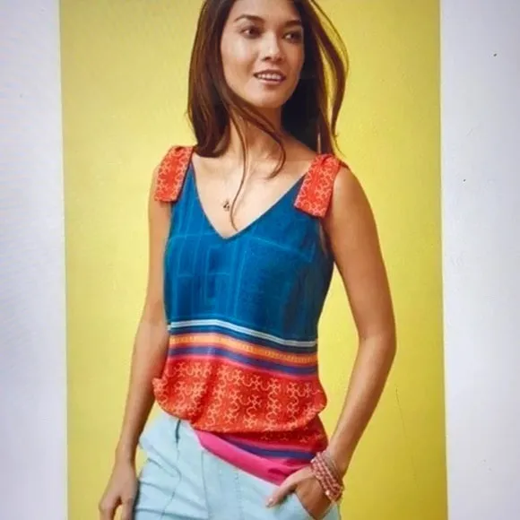 CABI SHOULDER TIE NOMAD PRINT TOP - S