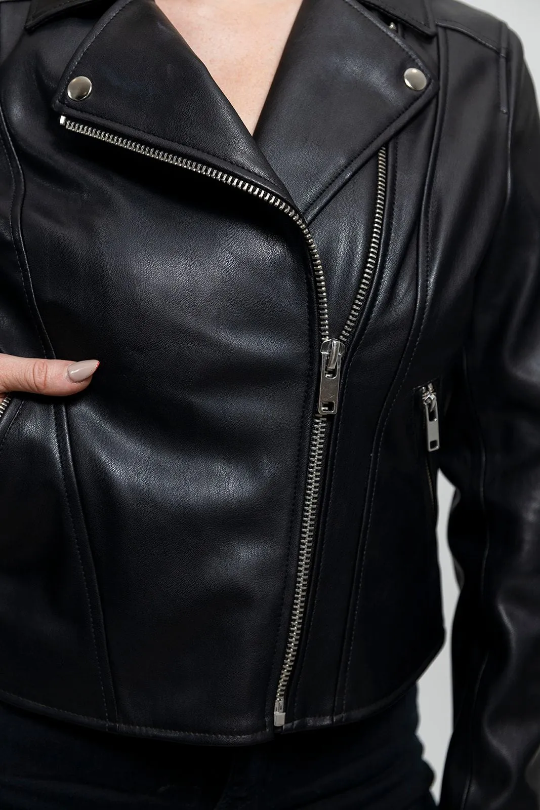 Demi Womens Vegan Faux Leather Jacket