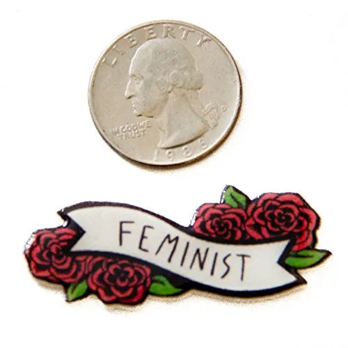 Feminist Lapel Pin with Flowers