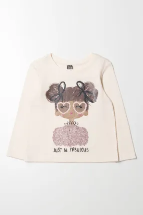 Girl Long Sleeve T-Shirt Cream