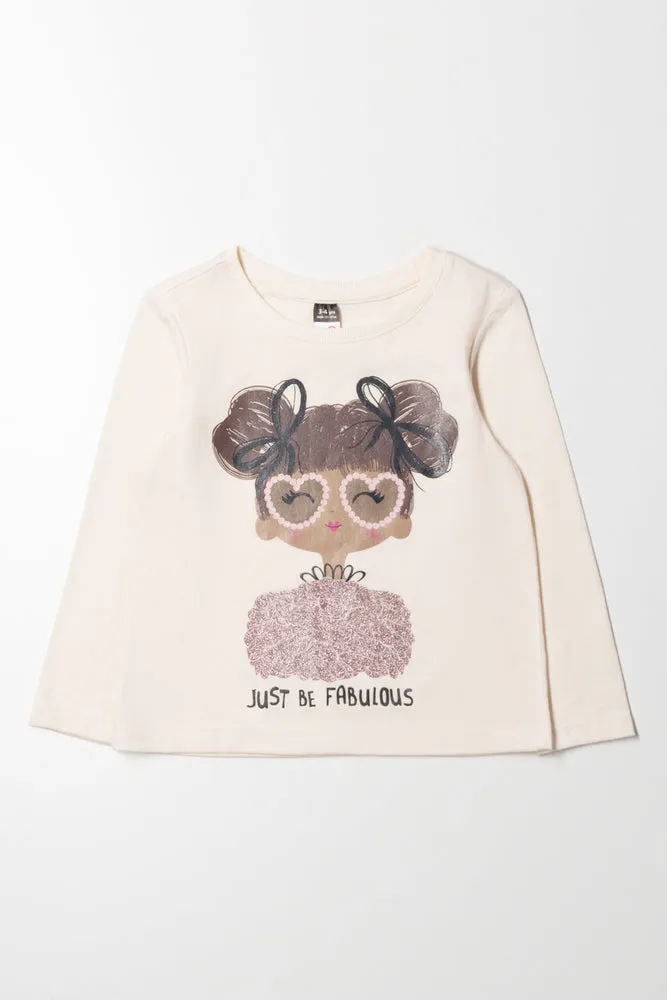 Girl Long Sleeve T-Shirt Cream