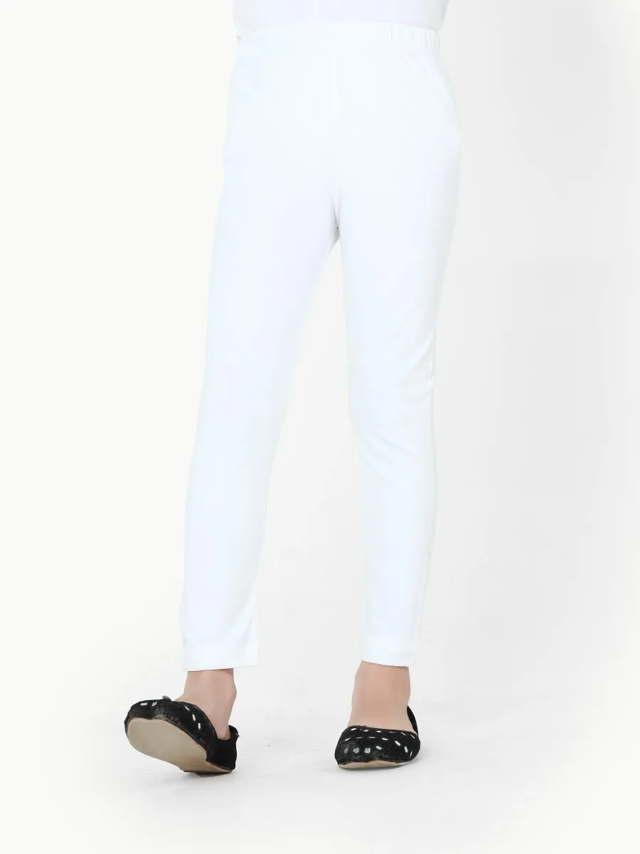 Girl's White Basic Tights - EGBT23-75407