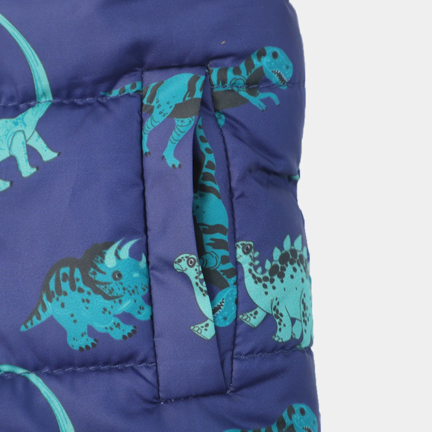 Infant Boys Sleeve Less Quilted Jacket Dino-Navy