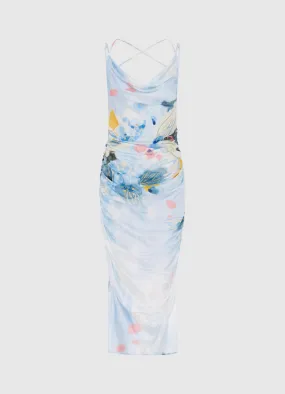 Jill Cowl Neck Slip Dress - Tranquility Print