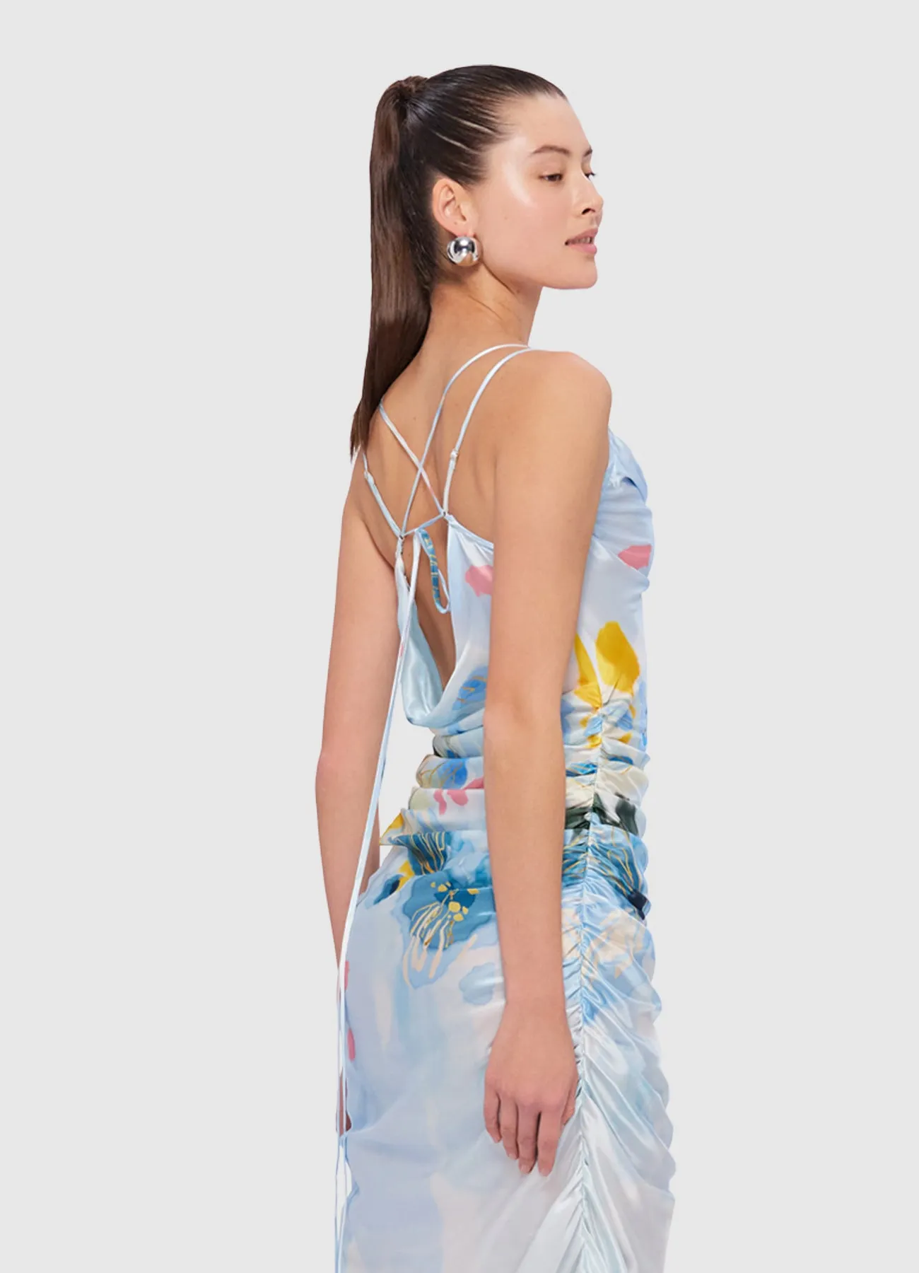 Jill Cowl Neck Slip Dress - Tranquility Print