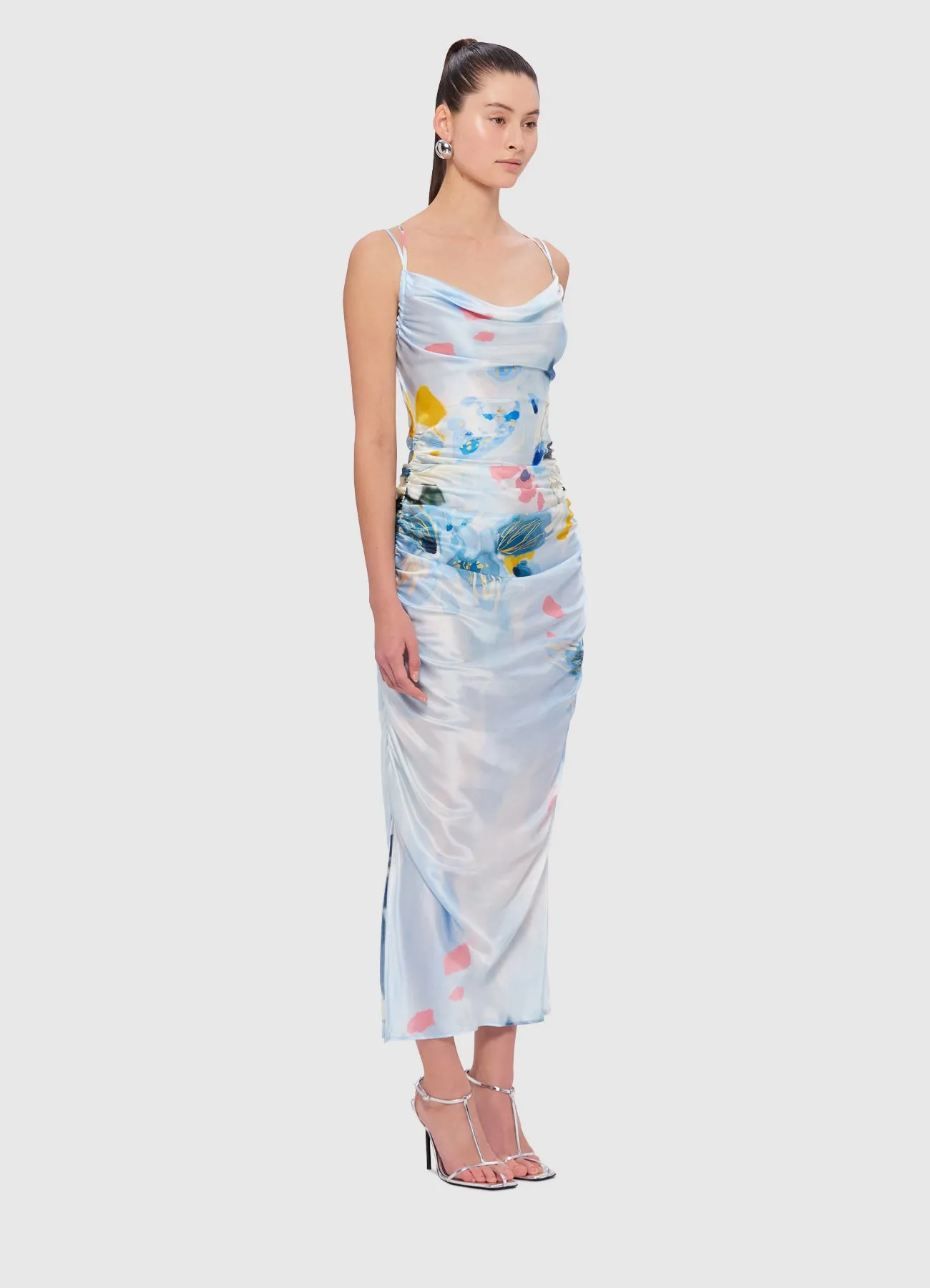 Jill Cowl Neck Slip Dress - Tranquility Print