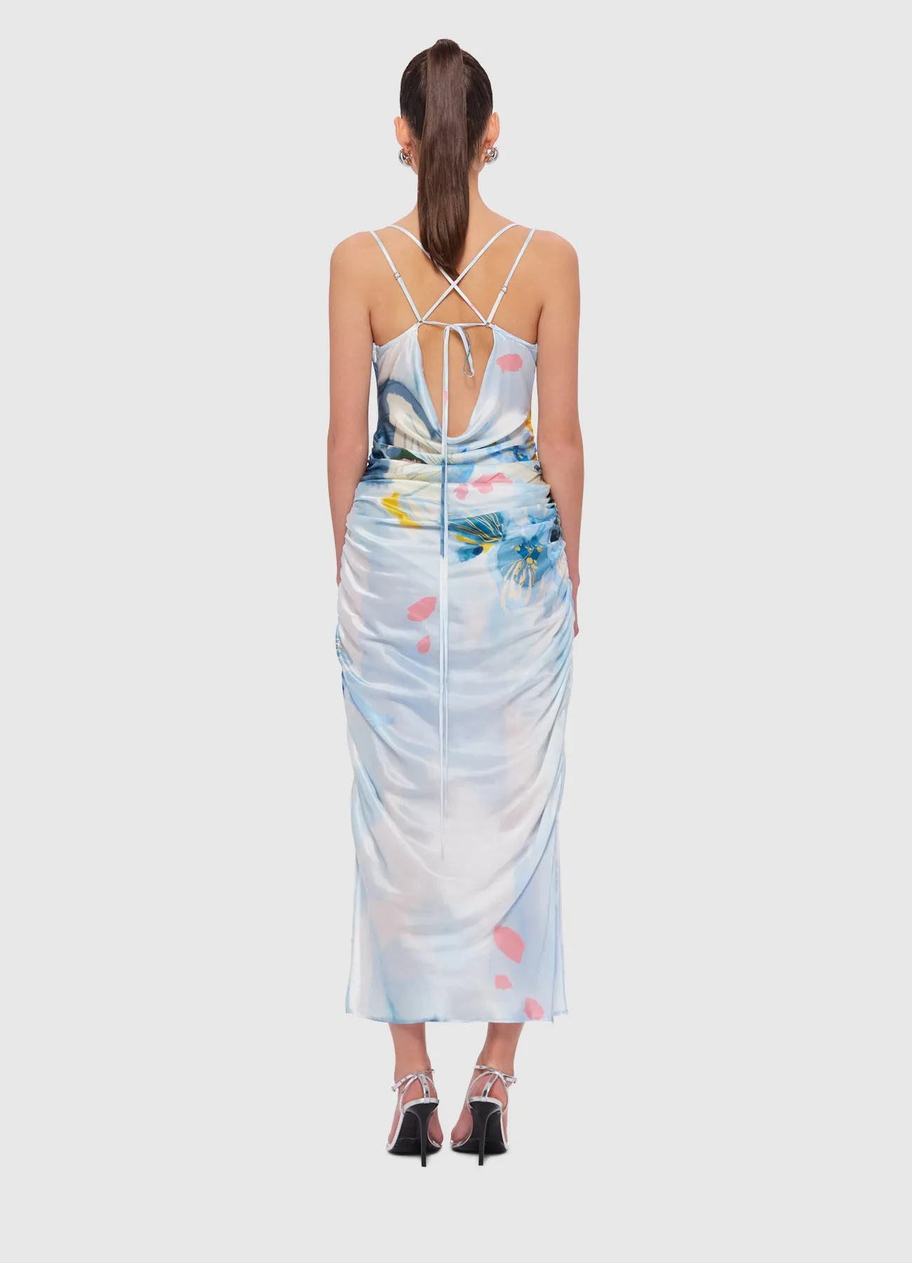 Jill Cowl Neck Slip Dress - Tranquility Print