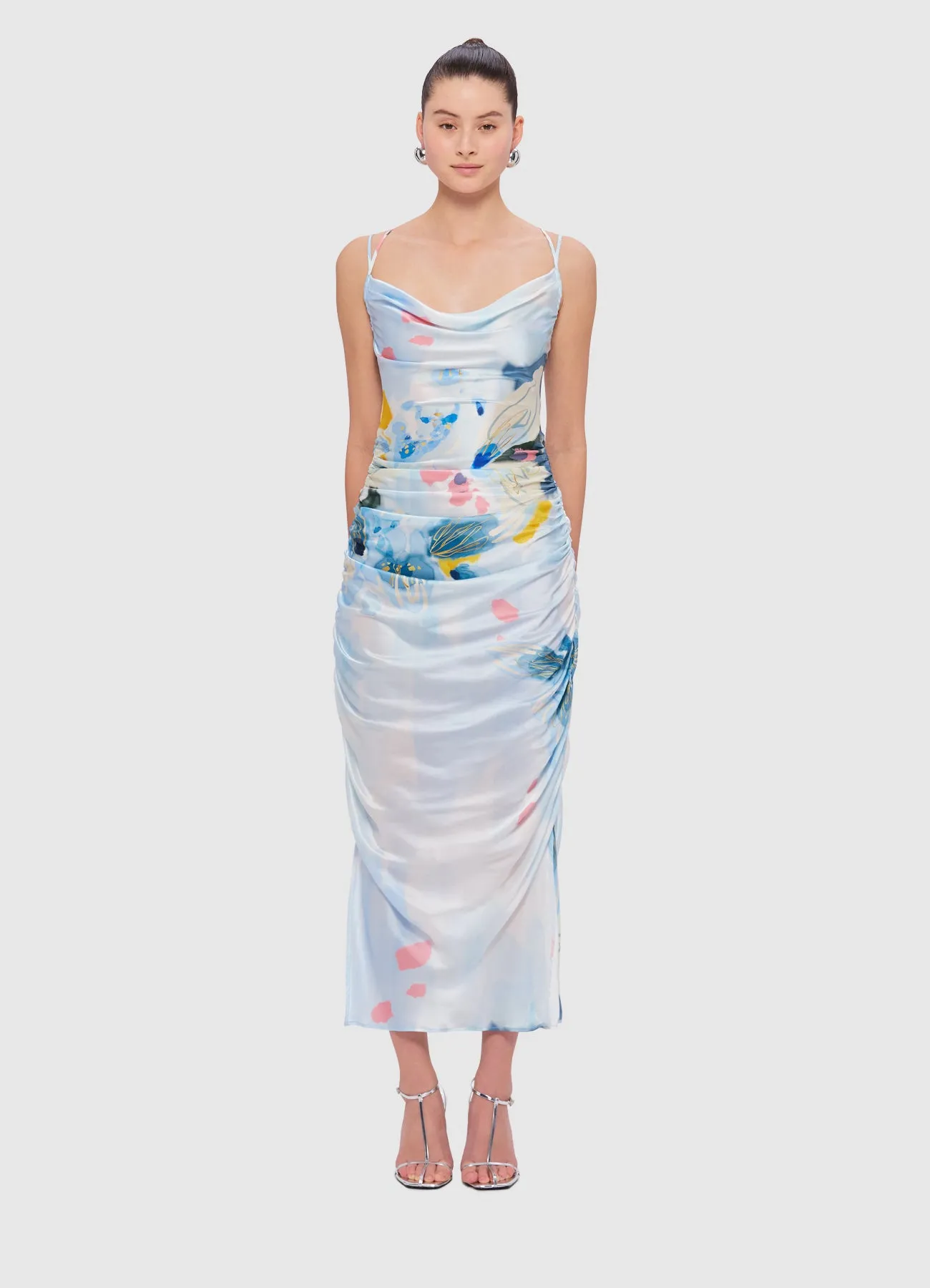 Jill Cowl Neck Slip Dress - Tranquility Print