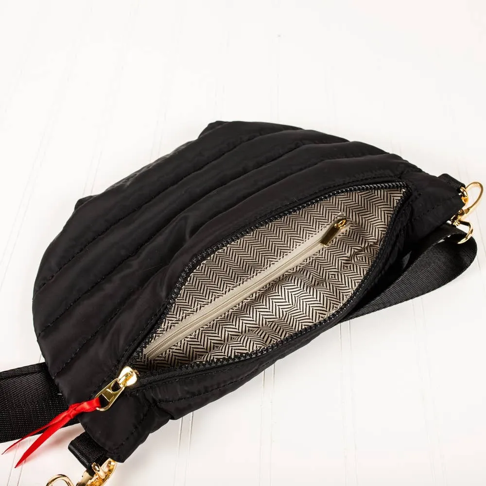 Jolie Belt Puffer Bag: Black