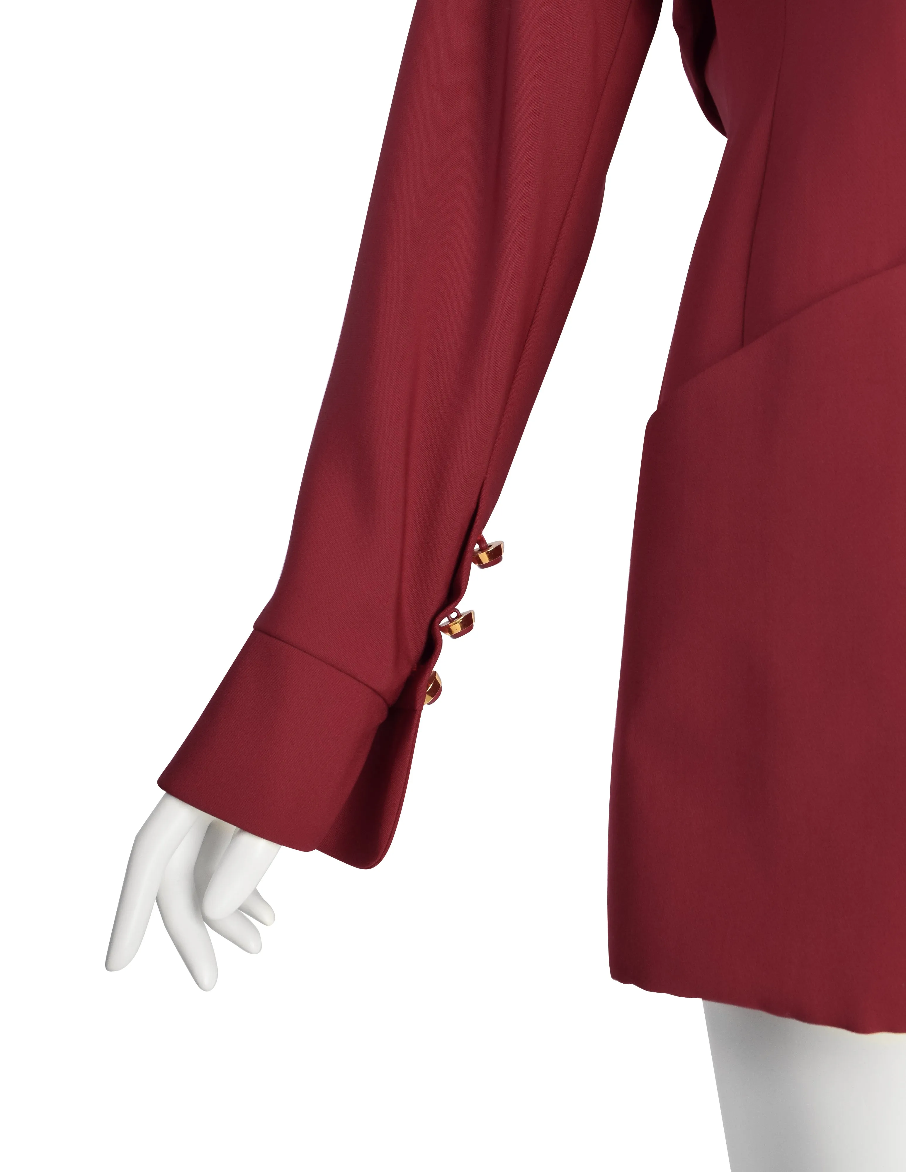 Karl Lagerfeld Vintage AW 1991 Deep Red Wool Gabardine Double Breasted Tailored Jacket