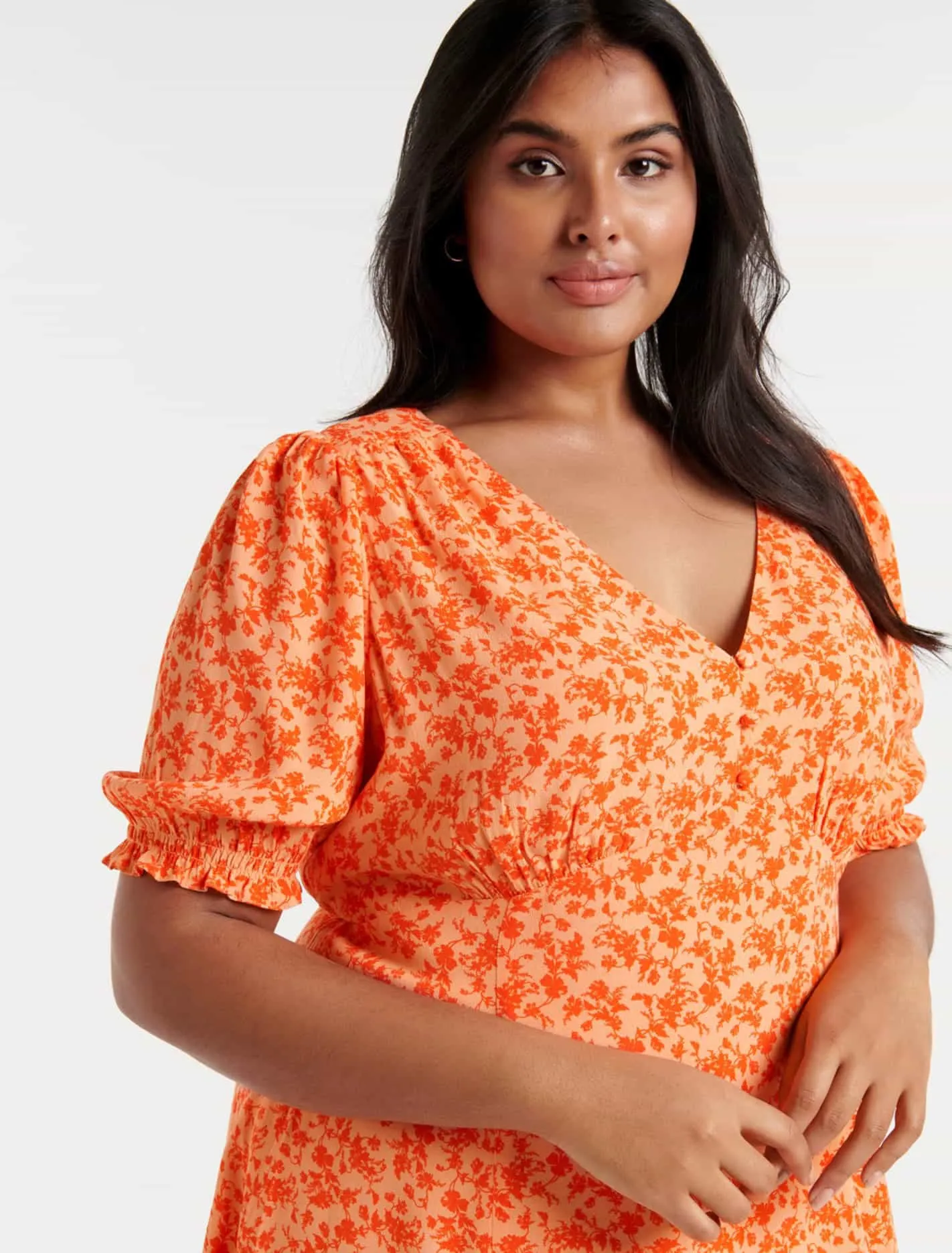 Lottie Curve Printed Midi Dress
