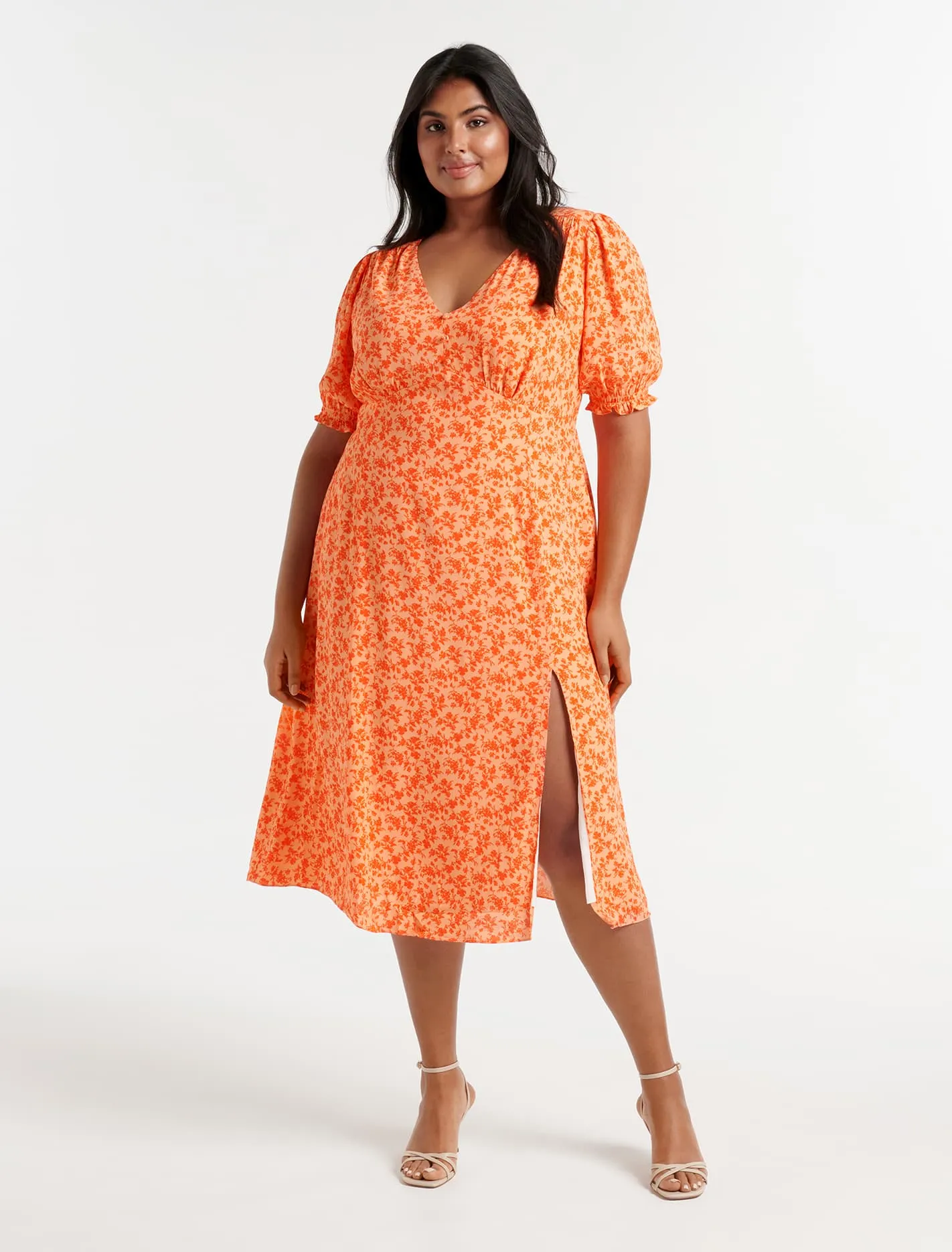 Lottie Curve Printed Midi Dress