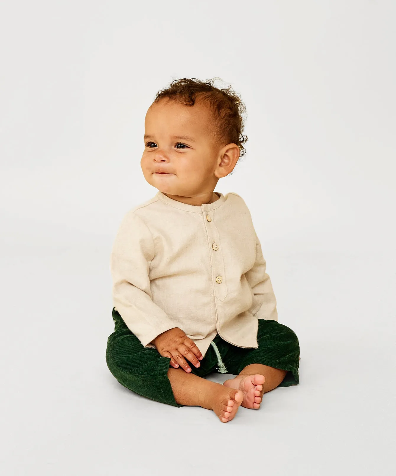 Lupo Baby Shirt, Oatmeal Flannel