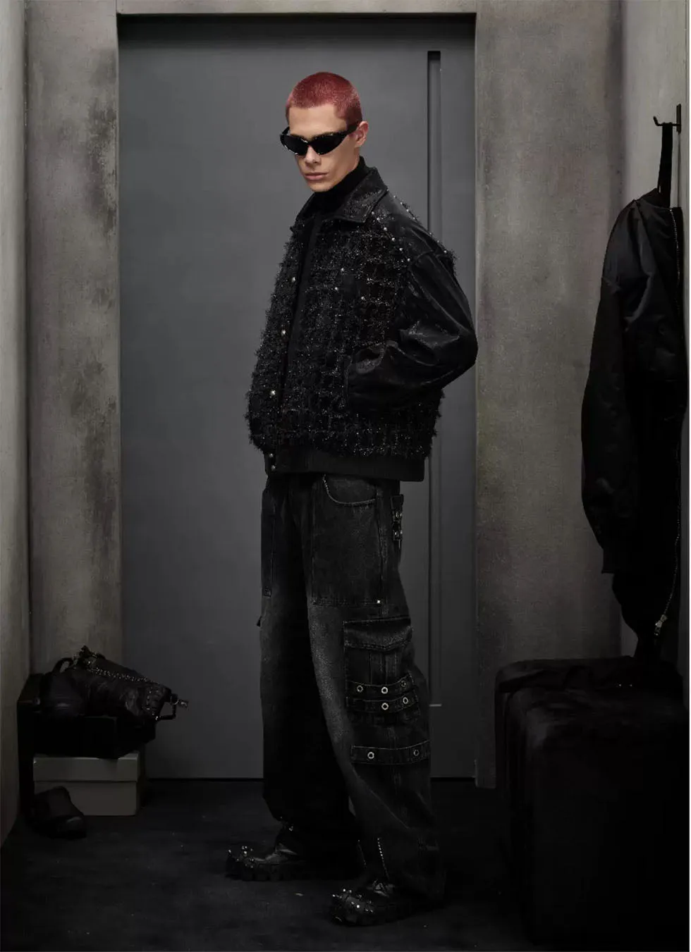 Luxury lapel short tweed jacket
