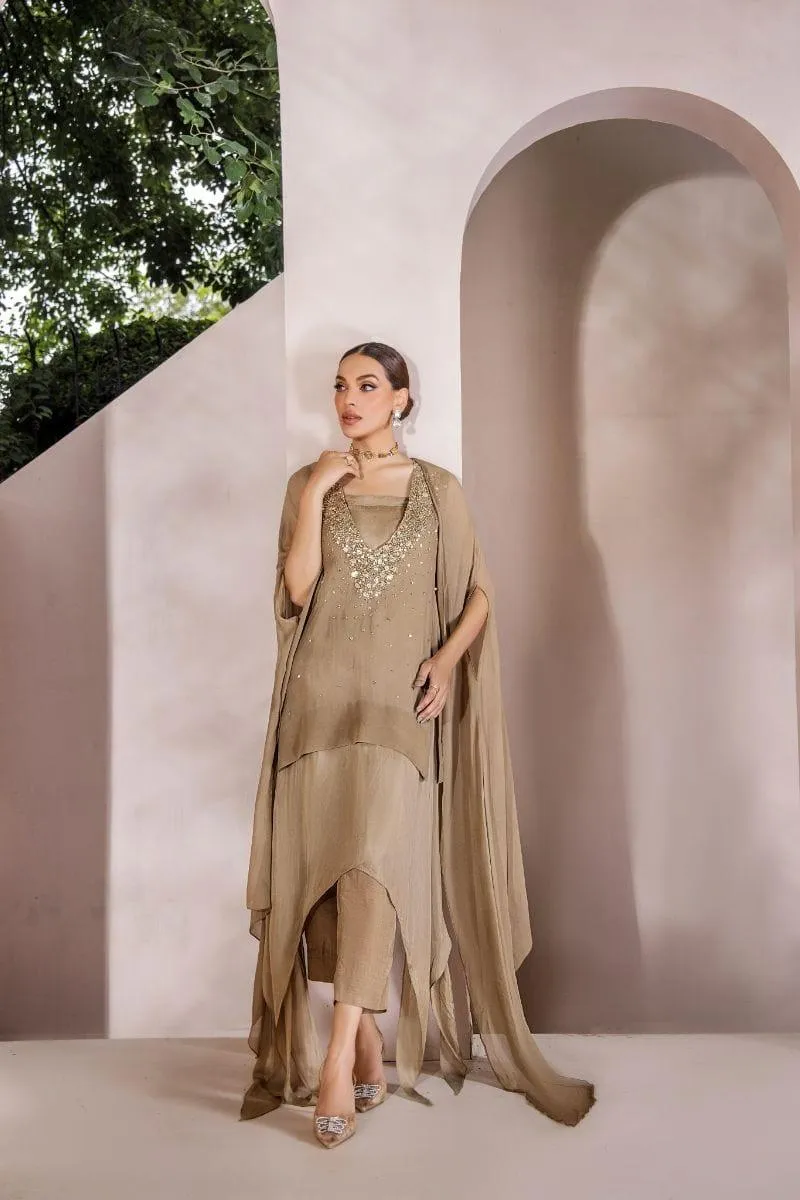 Malook - Zaria - Chiffon - Beige - 2 Piece