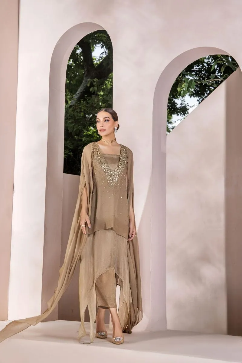 Malook - Zaria - Chiffon - Beige - 2 Piece