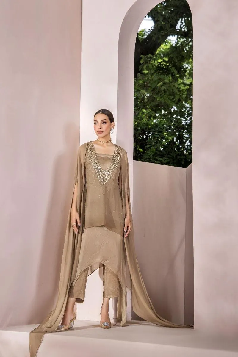 Malook - Zaria - Chiffon - Beige - 2 Piece