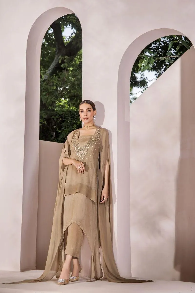 Malook - Zaria - Chiffon - Beige - 2 Piece
