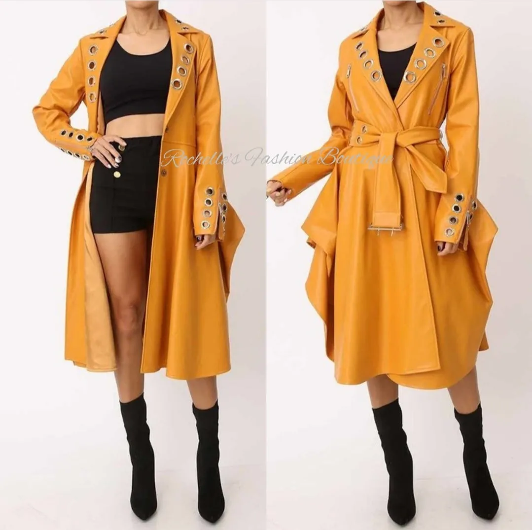 Mustard Silver Circle Long Jacket