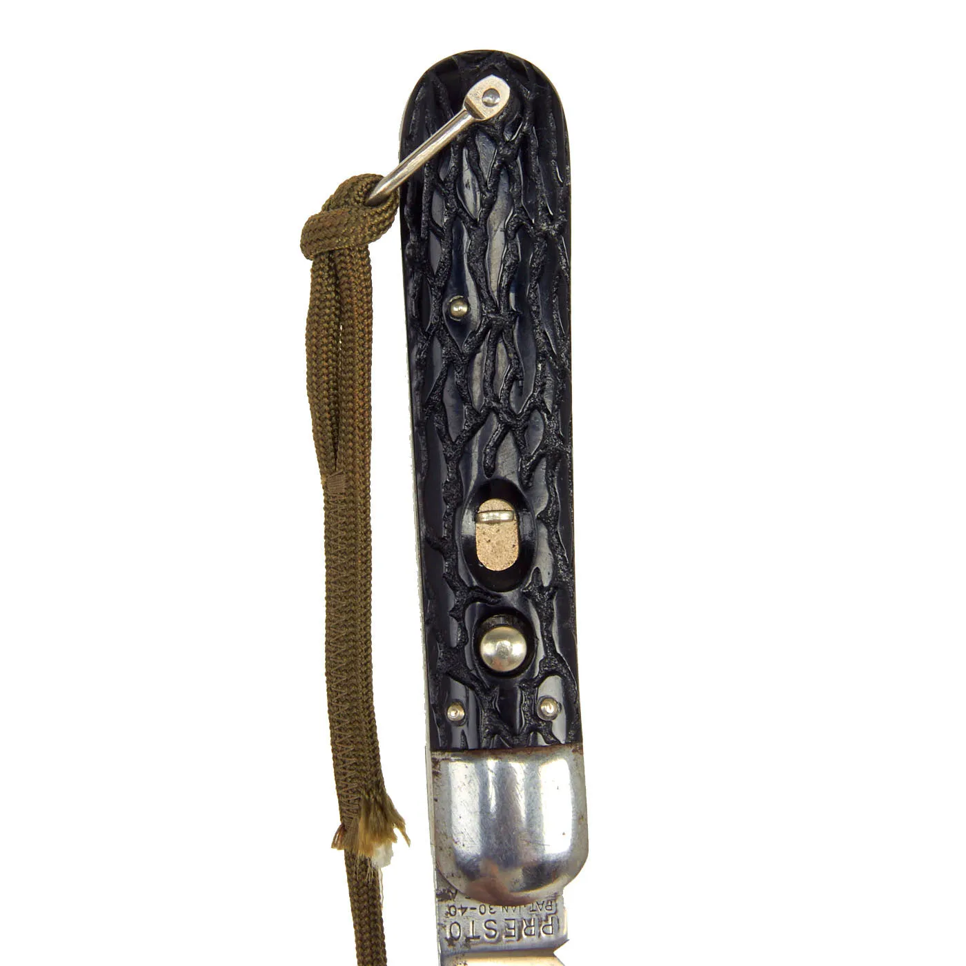 Original U.S. WWII Airborne Schrade "Presto" M2 Knife with Plastic Handle & Lanyard