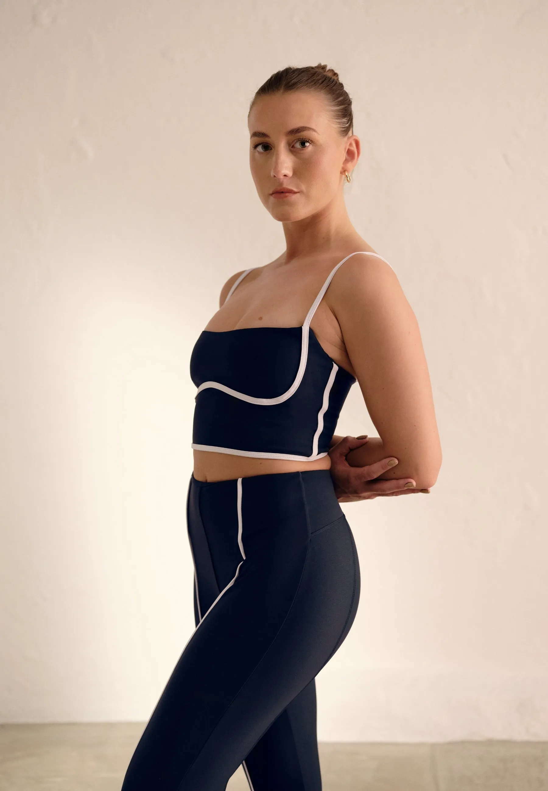 Piping Detail Leggings - Navy