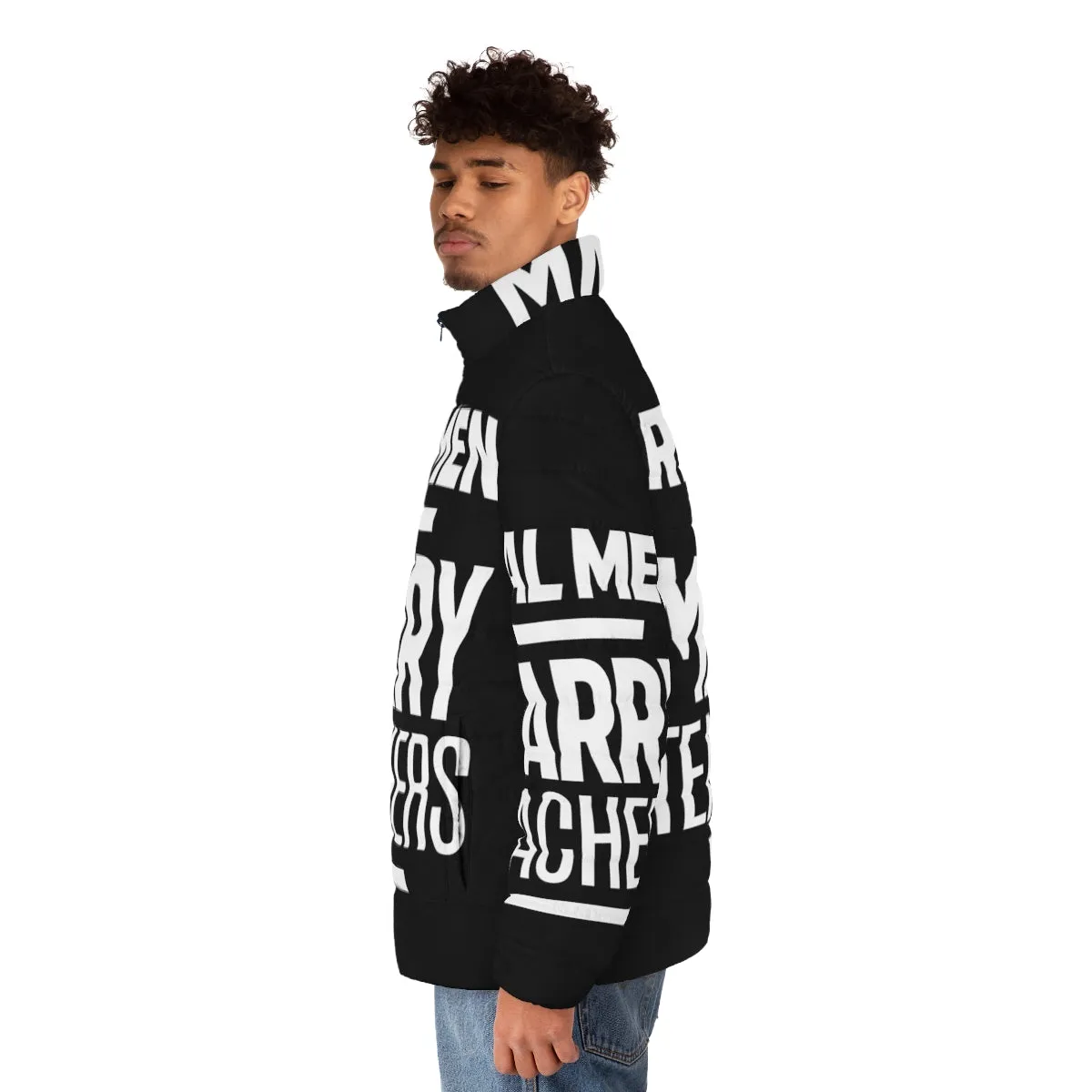 "Real Men Marry Teachers Puffer Jacket for Men"