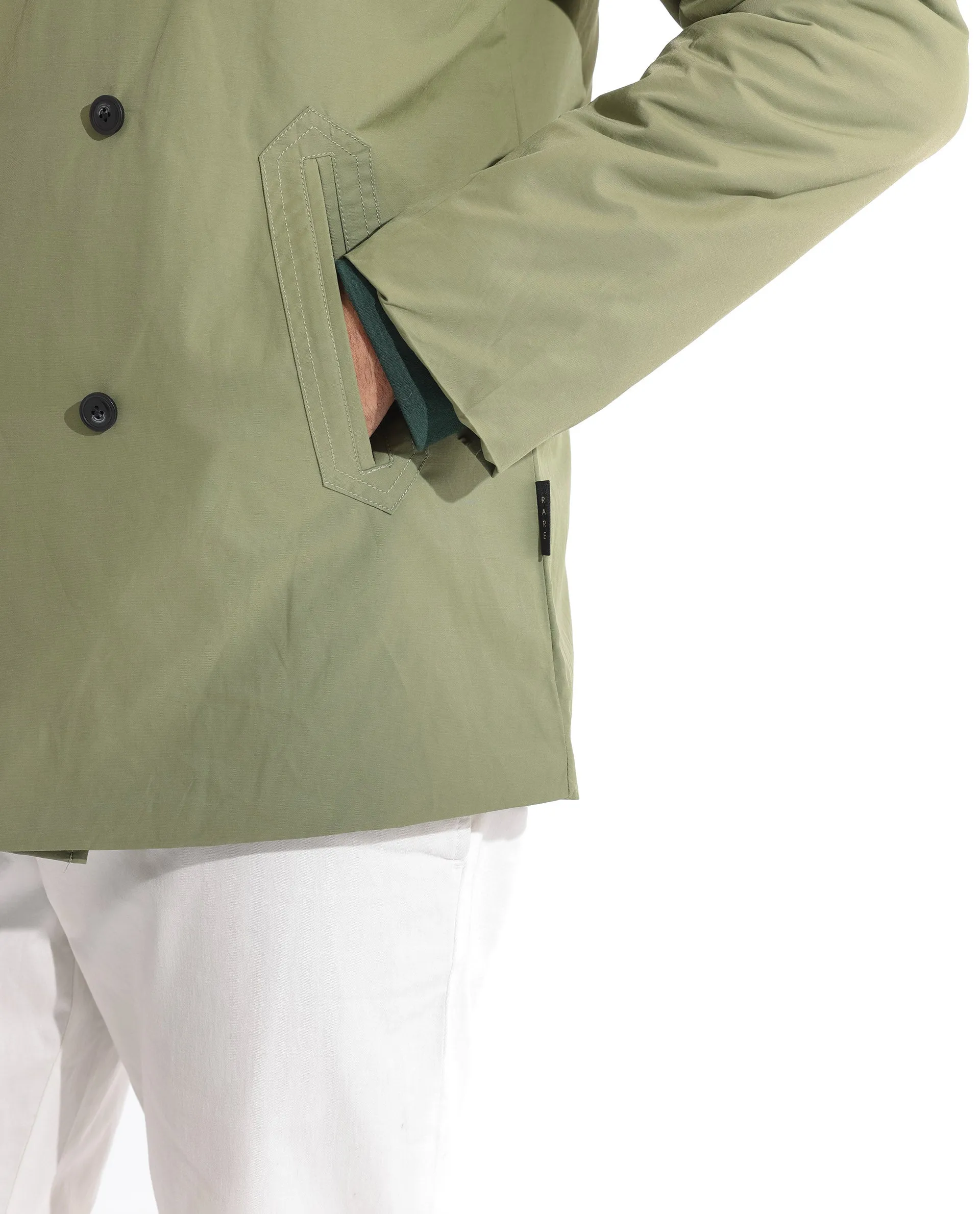 Rare Rabbit Men's Merjon Olive Broad Collar Overlap Jacket