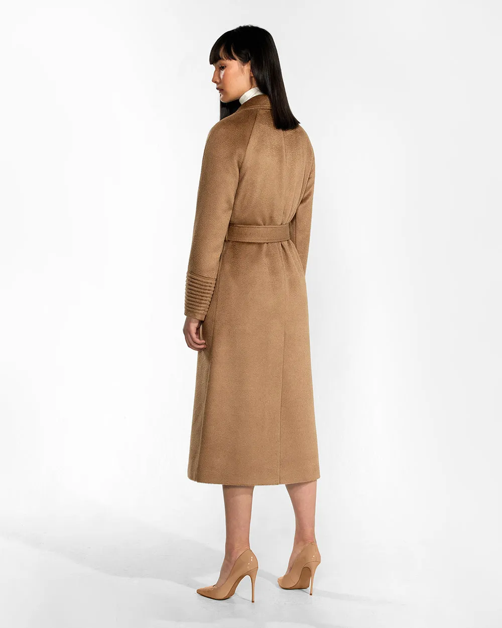 Suri Alpaca Long Notched Collar Raglan Sleeve Wrap Coat