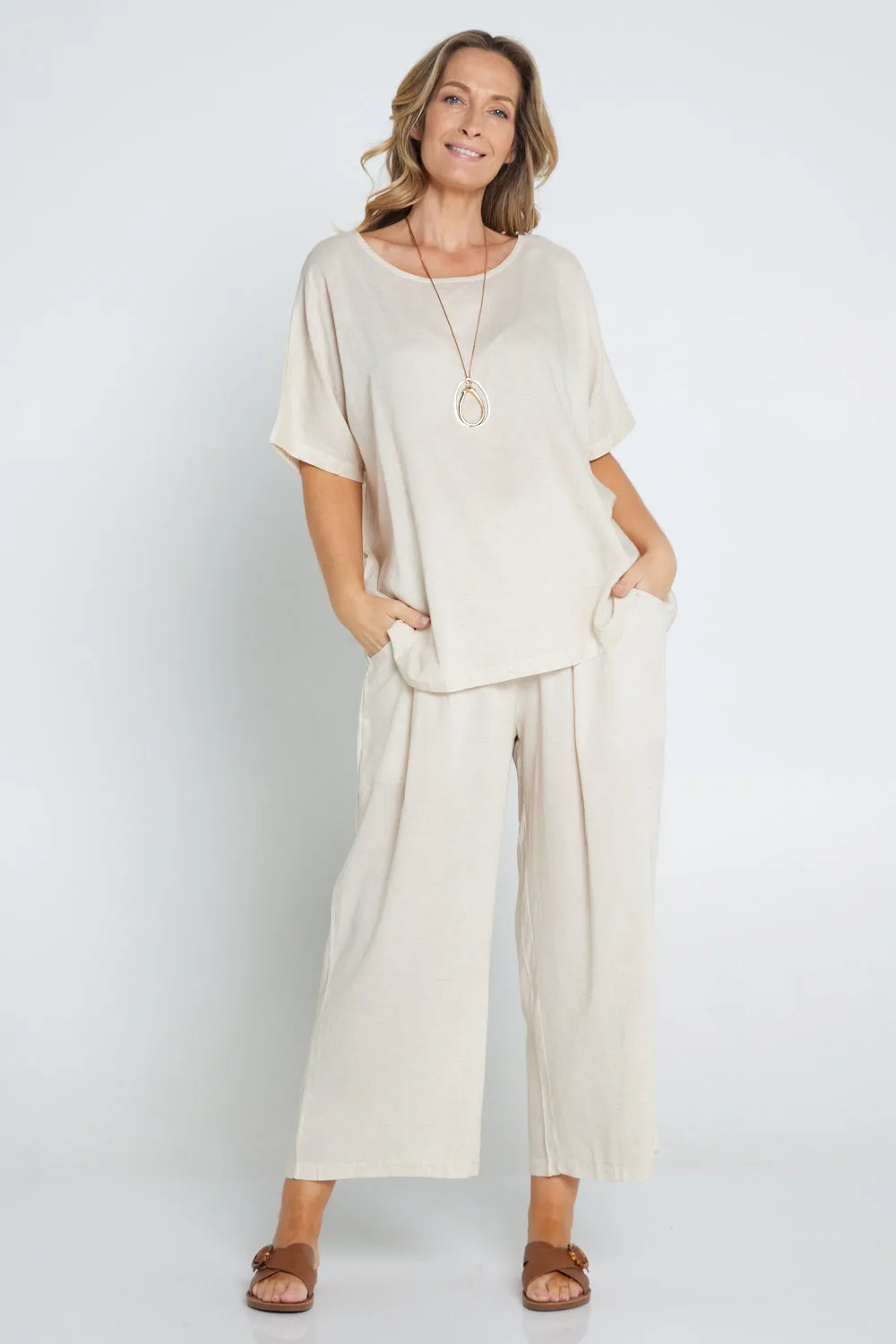 Thalia Linen Pants - Flax
