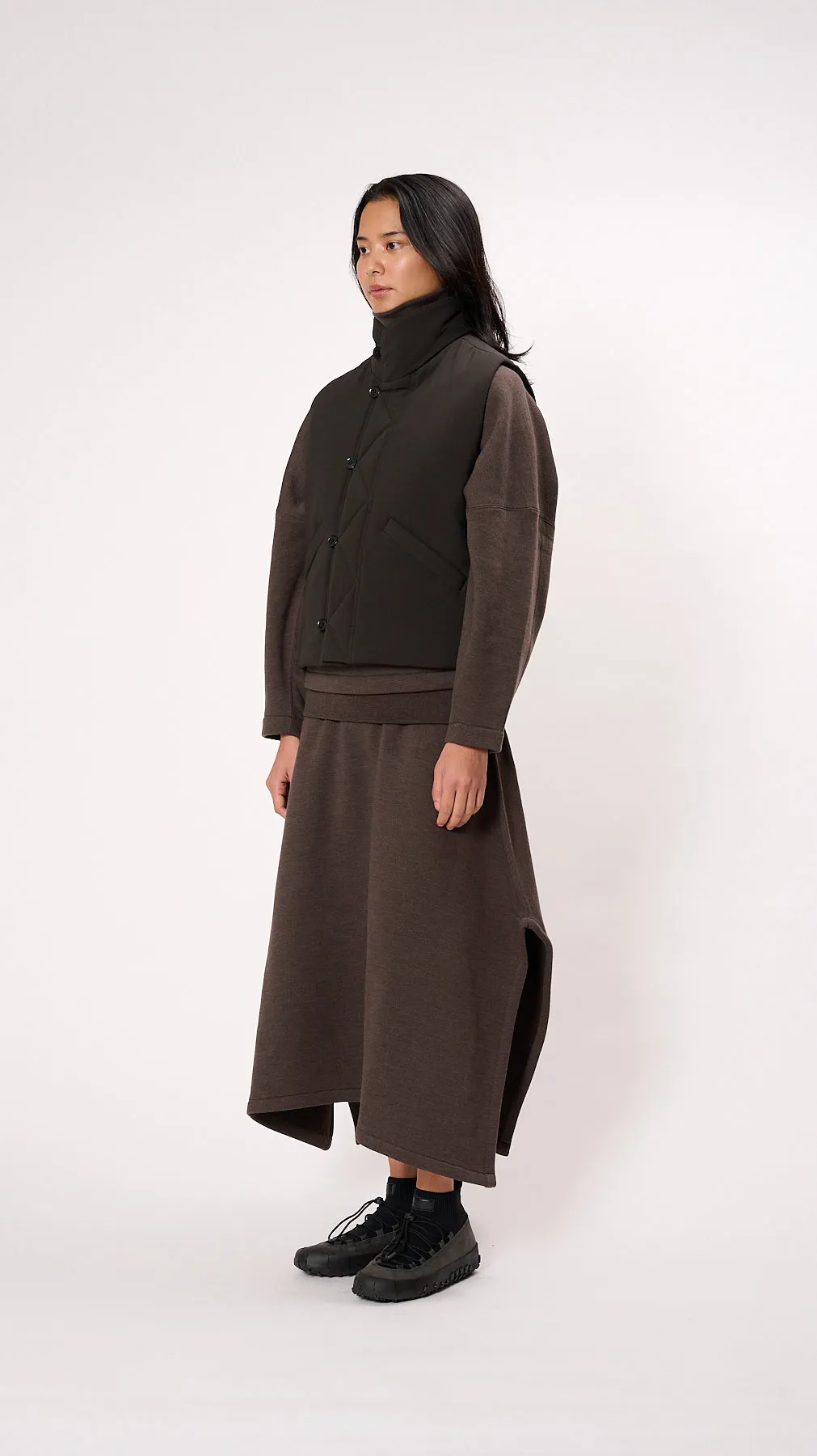 Wadded Gilet in Dark Espresso