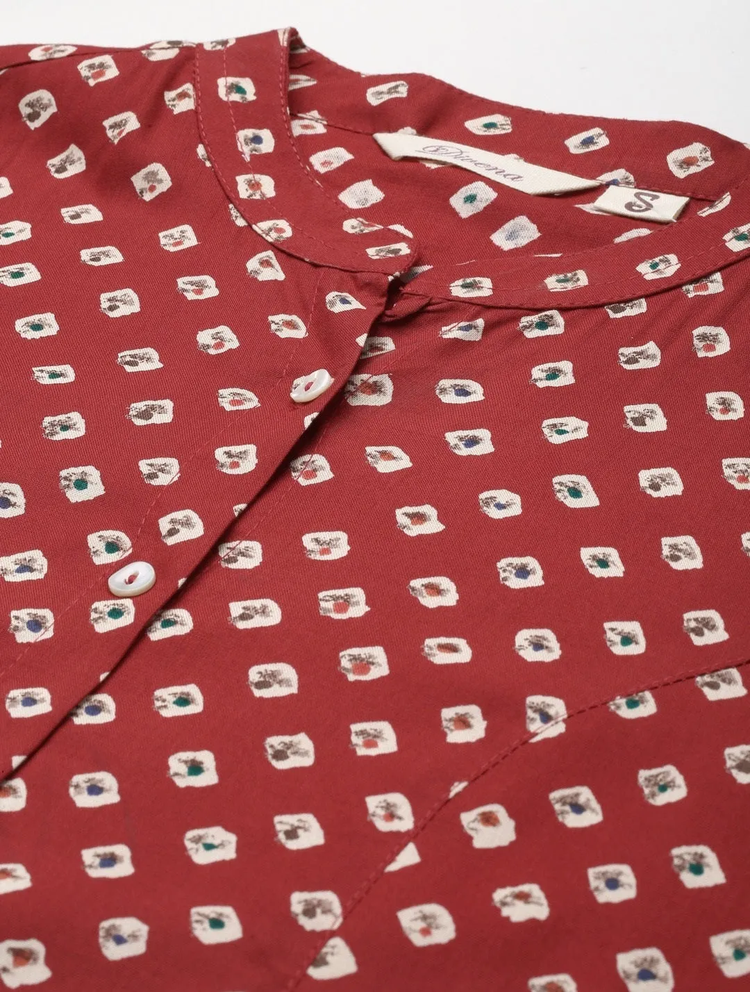 Women'S Maroon Bandhani Print Top